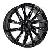 Angle view of a 26x10 Gloss Black wheel replacement for Cadillac Escalade replica rim 9511091